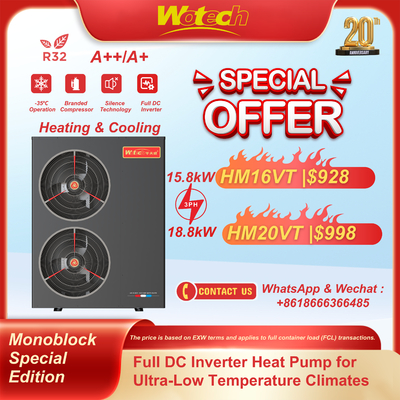 380V Inverter R32 Monoblock Special Edition warmtepomp voor verwarming en koeling -35°C werking